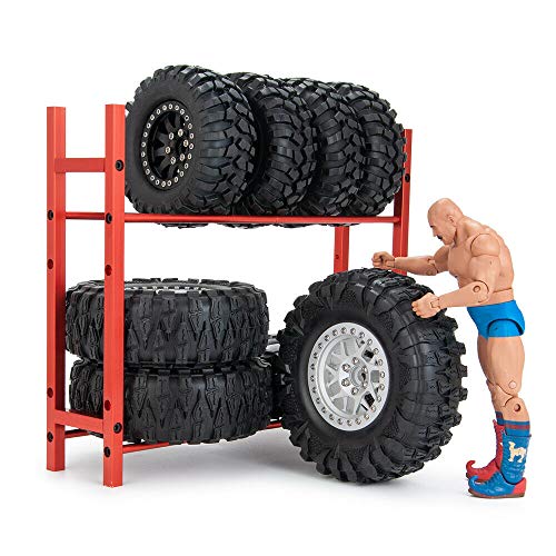 RC Car Alloy Tire Rack/ Wheel Rack for 1.9'' 2.2" Tire Wheel Rim SCX10 D90 CC01 TRX4 RC Crawler (Red) - color: Red