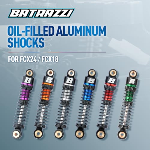 Rc Car Parts for FCX24 FCX18 1/18 1/24 Upgrade Parts: 41mm Oil-Filled Aluminium Shocks (4 pcs) Red - color: Red