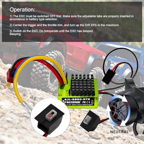 GOUPRC 60A Brushed ESC Electronic Speed Controller Waterproof for 1/10 RC Car RC Boat for use with 540/550 Motors - style: 60A Green