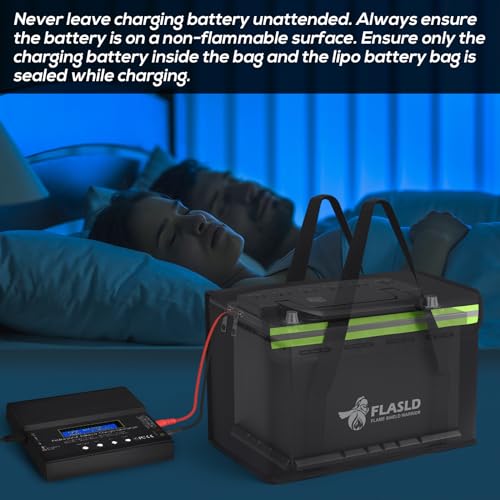 FLASLD Large Fireproof Lipo Bag for 100Ah Lithium Battery Storage and Charging, 14 x 7.8 x 9.5in Waterproof Box for Documents and Valuables - color: 14 x 7.8 x 9.5inch