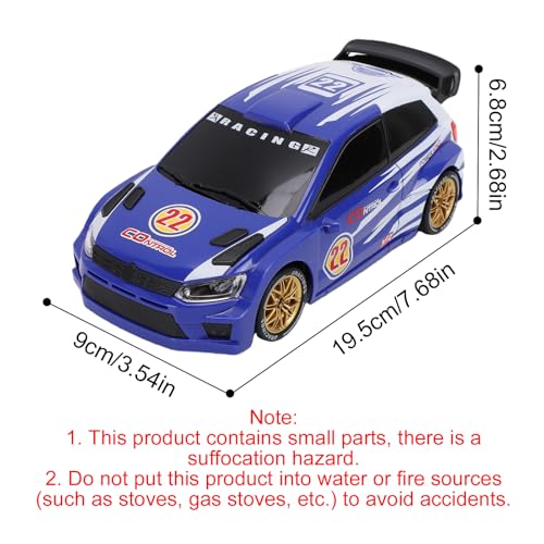 1/24 RC Rally Drift Car, 2.4Ghz 4WD Remote Control Car Electric Rally Racing Vehicle with LED Lights for Indoor Outdoor (Blue) - color: Blue