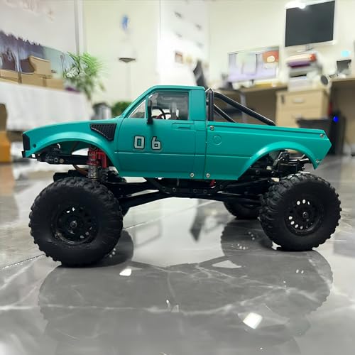 1/24 Pickup Truck Hard Body with Rear Cage Frame for 1/24 RC Crawler Axial SCX24 Bronco/Wrangler/C10/Base Camp Wheelbase 133mm (Black) - color: Black