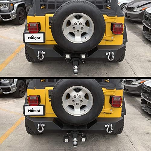 Nilight 2Pcs 3 Inch Led Pods Cubes 2 Inch Tow Hitch Mounting Brackets LED Backup Reverse Lights Rear Search Light Bar Wiring Harness Kit -2 Leads for SUV Truck Trailer