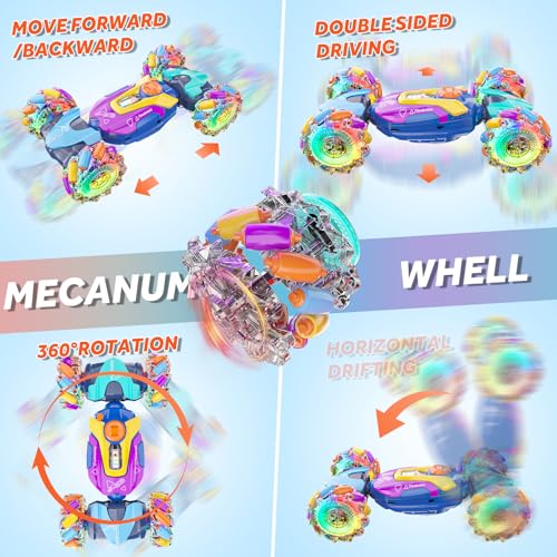 Gesture Sensing Remote Control Stunt Car - Boys Toys Age 6-8-12, 4WD Hand Controlled RC Twist Car with Light & Music, Cool Birthday Presents and Ideas Gifts for Boys Kids Age 7 9 10 11 12 Years Old