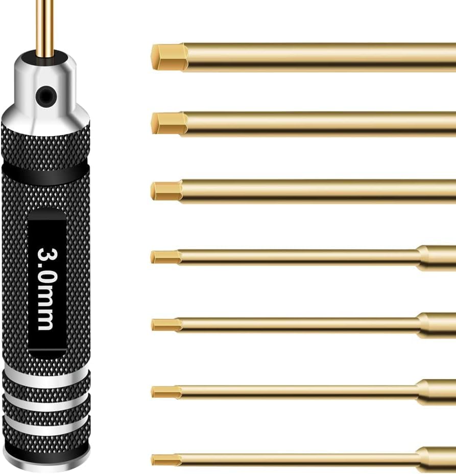 Hex Driver Set Hex Allen Screwdriver Kit 0.9mm 1.27mm 1.3mm 1.5mm 2.0mm 2.5mm 3.0mm Allen Wrench Set Titanium Hexagon Screwdriver RC Tools Kit for RC Car Drone Multi-Axis Helicopter Models(7pcs) - style: 7pcs Screwdrivers