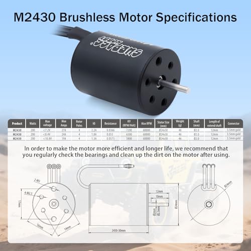 Surpass Hobby RC Brushless Motor ESC Combo Waterproof 2430 6300KV Brushless Motor and 35A ESC Combo Set for 1/16 1/18 Remote Control Cars Trucks Off-Road Vehicle - size: 6300kv, style: 2430 Motor+35A ESC