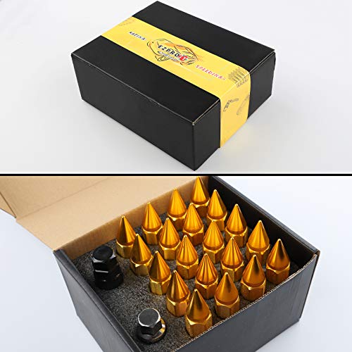 20Pcs Anti Theft Spiked Extended Tuner Wheel/Rims Lug Nut M12X1.5+Socket (Gold) - color: Gold