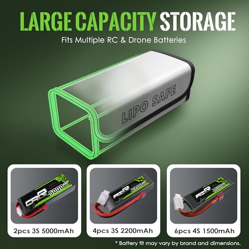 LiPo Battery Safety Bag, Fire-Resistant Storage Pouch for Charging & Storage, (5.5× 3.7 × 2 in), 2 Pack - color: Silver