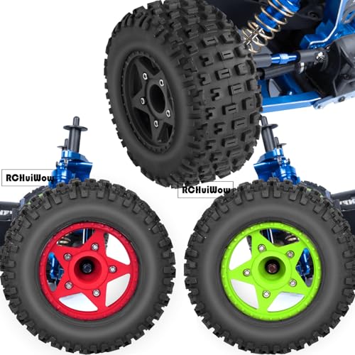 RC 12mm/14mm Hex Wheels & Tires for 1/10 RC Scale Truck,RC Truck Tires for 1/10 Slash 2WD 4×4 Senton Axia1 L0SI Red cat Rc 4wd,4PCS,Black - color: Black(4pack)