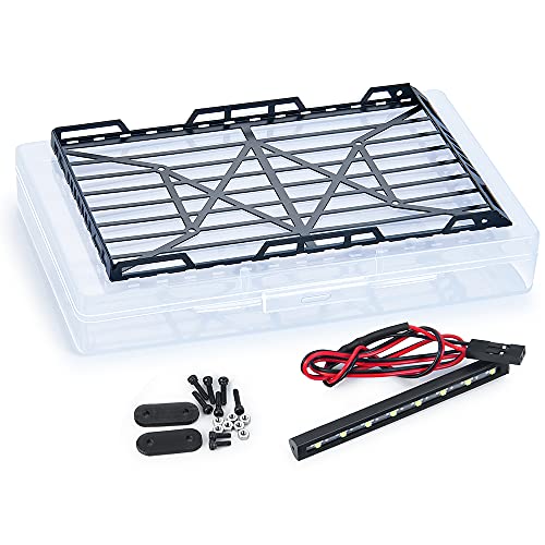 SWX RC Roof Rack Luggage Carrier with 8 LED Light for 1/24 Axial SCX24 | Roof Rack, Luggage Carrier, 8 LED Lights, SCX24, 1/24 Crawler