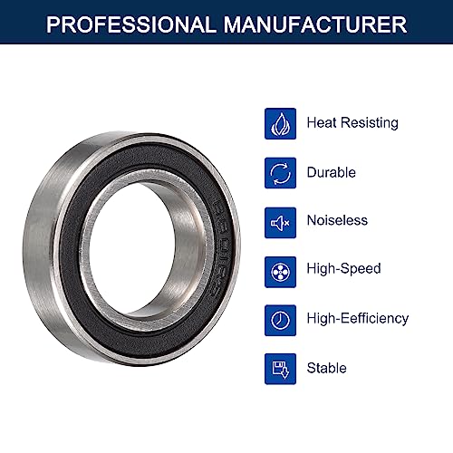 6801-2RS Deep Groove Ball Bearings, ID 12mm x OD 21mm x Width 5mm Double Rubber Sealed Ball Bearing Pre-Lubricated Chrome Steel Z2 Lever 10pcs - size: 6801-2RS 12x21x5mm