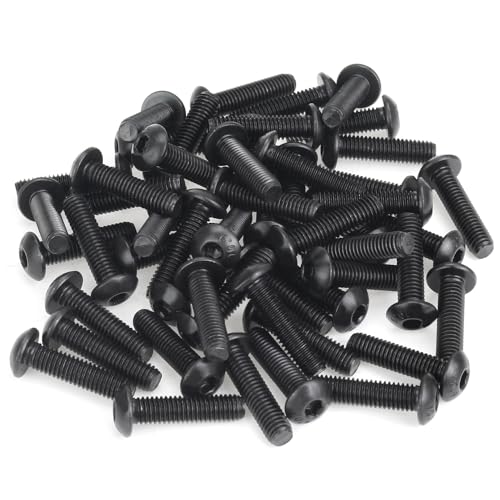 55 Pieces M5 x 20mm Button Head Socket Cap Screws, Thread Pitch 0.8mm, Sutemribor M5 Black Screws, 10.9 Grade Alloy Steel, Black Oxide Finish, Fully Threaded - size: M5 x 20mm, style: Button Head