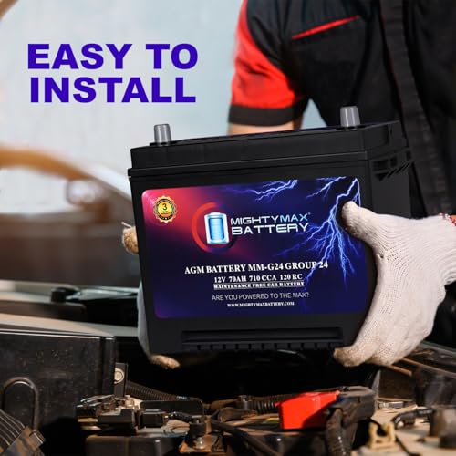 Mighty Max Battery MM-G24 Start and Stop Car BCI Group Size 24 12V 70Ah, 120RC, 710 CCA Rechargeable AGM Car battery - style: Group 24