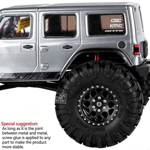 for 1/18 1/24 Axia l SCX24 TRX4M,1.3 Beadlock RC Wheels and Tires,1.3" Aluminum & Brass RC Wheel Hub Rim Rubber Tires RC Truck Tires Heavy Duty Rim.Black 4PCS - color: (4pcs)black
