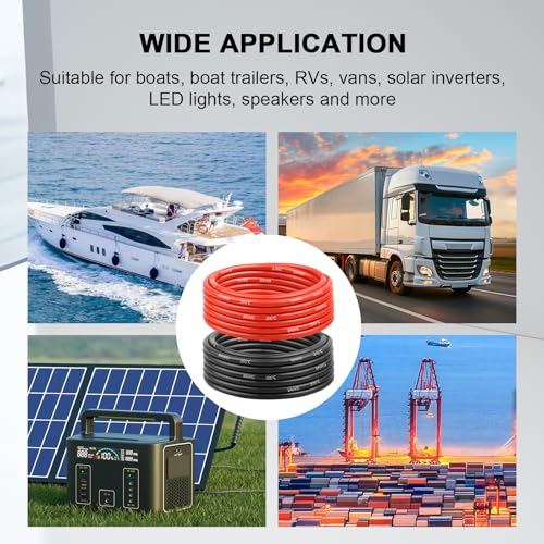 8 Gauge Silicone Wire (25ft Red & 25ft Black), 8 AWG Electrical Cable 0.08mm Tinned Copper Core High Temperature Resistant Wire, Soft and Flexible for RC Cars, Boat, Drones etc - size: 25FT, style: 8AWG
