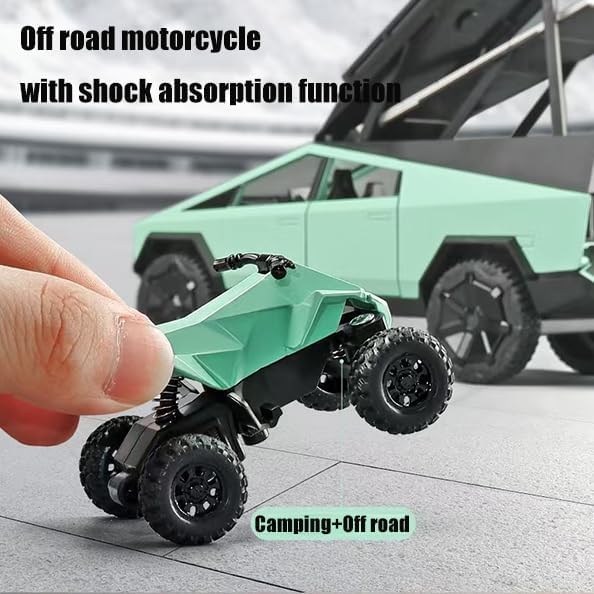 Toy Truck Set with Trailer and Motorcycle Alloy Truck RV Model with Sound and Light Effect Ideal Cyberpickup Gift Age for 3+ Pill Back Car - color: 1/24 Black Camper Truck