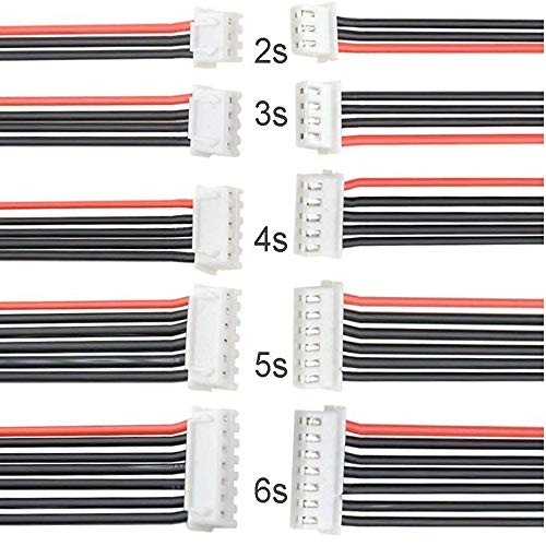 10pcs JST-XH 2S 3S 4S 5S 6S 2S-6S Balance Lead Extension Cable Male to Female Lipo Adapter Plug with 5.9inch 22AWG Silicone Wire (2pcs Each)
