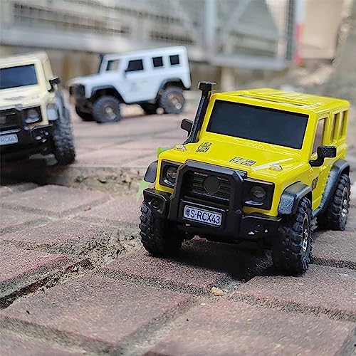 LDARC 1:43 Scale Mini RC Crawler RTR RC Rock Truck 4x4 2.4GHZ Hobby Grade Remote Control Car Model Vehicle RC Buggy, Comes with a DIY Replaceable Body Shell(Lemon Yellow) - color: Lemon Yellow