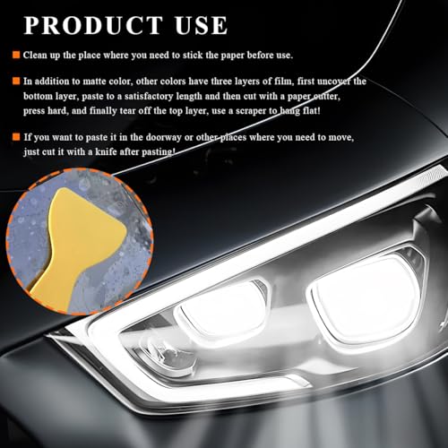 Sun Walker Car Light Tint Film, 12 x 48 Inch Waterproof Taillight Wrap Film Roll with Squeegee & Cutter, Self-Adhesive Vinyl Sticker Sheet Roll for Headlights Fog Lights Tail Lights (Transparent) - color: Transparent