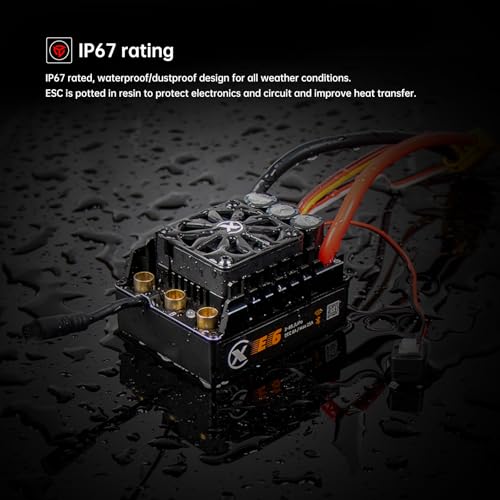 XC E6 Sensored Brushless ESC for 1/6 RC Car,3-8S 200A | Bluetooth APP Programming,6.0V/7.4V/8.4V BEC,Turbo Timing,Multiple protection,Smart Fan - size: E6