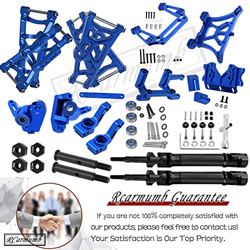 Upgrades Part for 1/10 Rustler 2wd VXL,Alloy Caster Block,Drive Shaft CVD Axles,Suspension Arm,Steering Blocks,Stub Axle Carriers,Shock Tower,Bulkhead,Navy Blue - color: 1set W/Cvd - Navy Blue