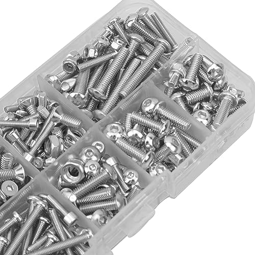 Stainless Steel Screws Kit M2.5 M3 Screw E Type Buckle M3 M4 Hex Nut Repair Accessory Compatible with Traxxas E‑revo Summit 1/16 RC Crawler Car