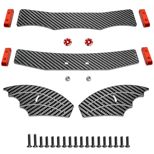 RC Rear Wing Tail for Arrma 1/8 Typhon 6s BLX RC Car Carbon Fiber Adjustable Wing Tail Spoiler (Blue) (Red) - color: Red