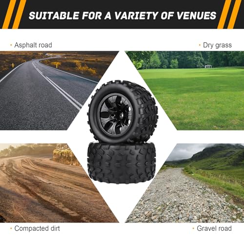 Pre-Glued 2.8 RC Monster Truck Tires and Wheels for 1/10 Arrma Granite Voltage MEGA 2WD 1/10 Granite 4X4 V3 3S BLX Mounted, Set of 4