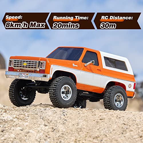 BEEZRC FMS 1/24 FCX24S Chevy K5 Blazer S RC Crawler, Officially Licensed RC Rock Crawler, RC Pickup Truck SUV, 4WD 2.4GHz Hobby RC Model, 8km/h Mini Car,Off-Road Remote Control Car for Adults(Orange) - color: Orange