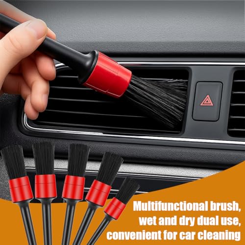 5PCS Car Detailing Brush Set, Ultra Soft Bristle No Scratch Vehicle Air Vent Dust Cleaning Brush, Automotive Interior Exterior Cleaner Tool Kit, Universal for Most Vehicles - size: 5PCS