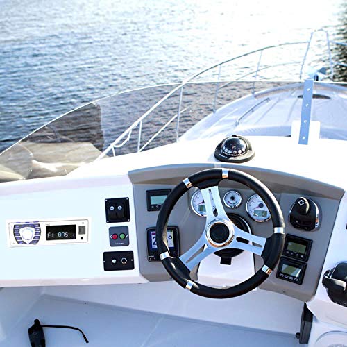 Pyle Bluetooth Marine Receiver Stereo - 12v Single DIN Style Boat In dash Radio Receiver System with Digital LCD, RCA, MP3, USB, SD, AM FM Radio - Remote Control, Wiring Harness - PLRMR23BTW (White)