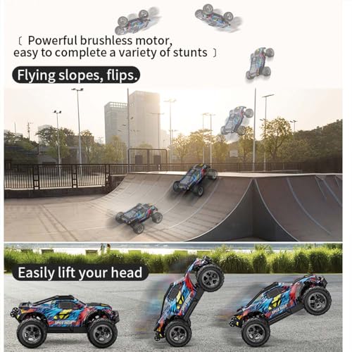 X-Verse KF10 1/10 Brushless RC Cars for Adults Fast 60KM/H, RC Trucks Offroad Waterproof with 3S Battery, 4WD High Speed All Terrain RC Truggy (3 Battery) - color: Kf10 Blue