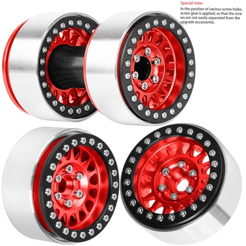RC 1.9 Dually Beadlock RC Wheel Rim for 1/10 SCX10 90046 AXI03007 TRX4 TRX6 VS4-10 Gen7 Gen8 MST CFX D90 RC Crawler,Aluminum 1.9 Dually Beadlock Wheels Rims w/Adjustable Offset (4PCS) Red - color: Red/Dually Beadlock