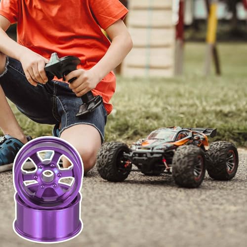 MECCANIXITY 4Pcs RC Car Wheel Rims, 20.5mm Dia 5-Spoke Purple Aluminum Alloy Wheel Rims Hex Hub for HSP RC Drift On-road Racing Touring Car - color: Purple