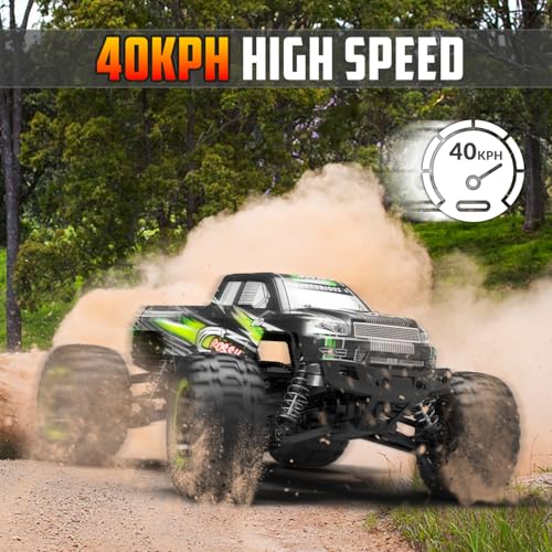RACENT 1:16 RC Truck, Remote Control Truck for Beginners & Adults | 4x4, All Terrain, 40KPH, High Speed, Off-Road Monster Truck, 2.4Ghz, 2 Batteries - color: Green