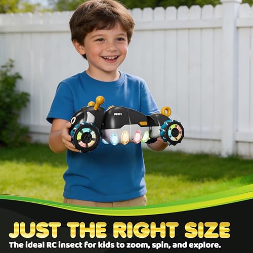 Contixo RC1 Mech Stunt RC Caterpillar Car – Kids Remote Control Car, Omni-Directional 360° in-Place Rotation, Mist Spray, LED Lights, All-Terrain Stunt Vehicle, Torsion Body, 2.4GHz Remote, Black - color: Black