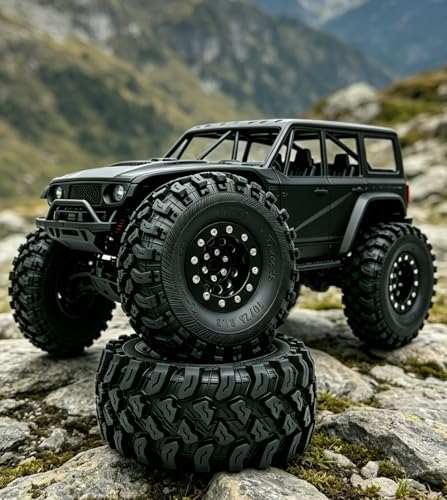 Brass 1.3 Beadlock Wheel Tires Set Sticky Soft Tires 70 * 26mm for Axial SCX24 AX24 TRX4M FCX24 Upgrade 1/24 1/18 RC Crawler Car (Black) YK - color: Black