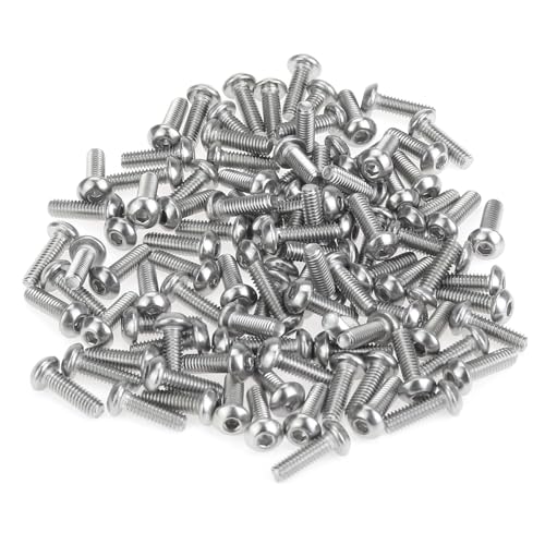 105 Pieces M2.5 x 8mm Button Head Socket Cap Screws, Thread Pitch 0.45mm, Sutemribor M2.5 Screws, 304 Stainless Steel, Fully Threaded, Silver - size: M2.5 x 8mm, style: Button Head