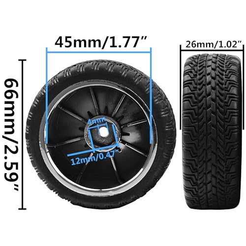 4Pcs 2.59in Rubber Tires & 12mm Hex Plastic Wheel Rims Set Compatible with Traxxas Kyosho HPI RS4 Tamiya TT01 TT02 Sakura D4 HSP 1/10 RC On-Road Touring Car (Silver)