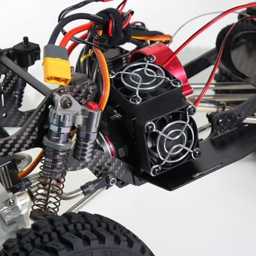 Dual 40mm RC Motor Cooling Fan 40-42mm Compatible with 1/7 1/8 Arrma Traxxas RC Car Fit 4068 4074 4082 4268 4274 Motors (Black) - color: black
