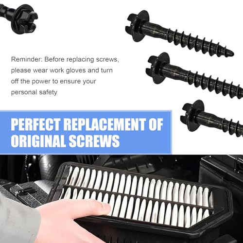 MLY 5 PCS Air Box Screw, BAS01003 Air Filter Housing Retaining Bolts, Steel Air Box Bolt Screws Replacement OEM#11549031 6509605AA, Compatible with Chrysler Chevrolet Dodge Jeep Pontiac (Black)