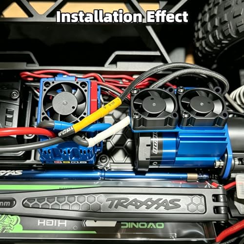 VXL-3s ESC Cooling Fan and Motor Cooling Fan Dual Fan Set Compatible with 1/10 Traxxas Slash 4×4 VXL Stampede 4×4 Rustler 4×4 Hoss 4×4 Velineon VXL-3s Heat Sink, Blue - color: Blue