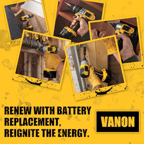 VANON [Upgrade to 4800Ah 9.6V DW9062 Ni-MH Replacement for Dewalt 9.6Volt Battery DW9061 DW926 DC750KA DW955K DW955 DW926K-2 DW926K DW902 DW050 DE9062 DE9061 DE9036 DW955K-2 DW050K(2Pack,Yellow) | Compatible with DW9061 DE9036 DE9061 DE9062 DW926 DW955K D