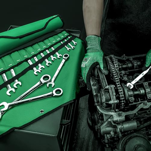 SK Ratchet Wrenches Set, SAE 1/4" to 1", Metric 8 to 24mm, 30-Piece | Ratcheting Wrench Set, Combination Wrench Set, 72-Tooth, Premium CR-V Steel, Chrome Plating Surface, Roll-Up Pouch - size: 30-Piece, SAE 1/4" to 1", Metric 8 to 24mm
