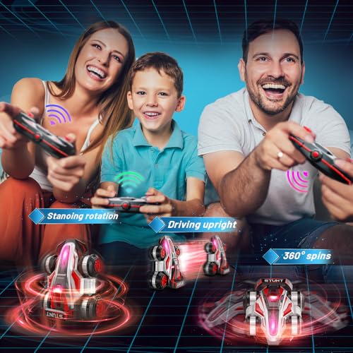 Remote Control Stunt Car, High Speed Drift Deformation RC Car with LED Lights, 2.4GHz Controller, Red Toy Vehicle for Kids Ages 4-16 - color: Red