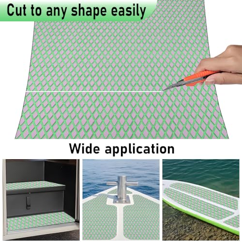 98.4"X43.31" Boat Flooring Self-Adhesive EVA Foam Boat Decking Marine Yacht RV Pool Non-Skid - color: Light grey and green