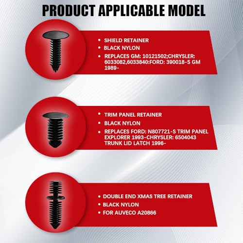 146PCS Bumper Retainer Clips, Automotive Clips, Nylon Bumper Rivet Clips with Bonus Fastener Remover, Car Accessories Most Popular Sizes Auto Push Pin Rivets Set for Most Vehicles