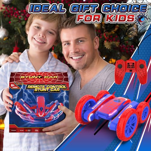 Spider RC Stunt Car with Cyclone Mode, Rechargeable, Ages 4-12 | 4WD RC stunt car with Cyclone mode, 360° spins, dual motors, rechargeable batteries and 2.4GHz control - color: Cyclone-red
