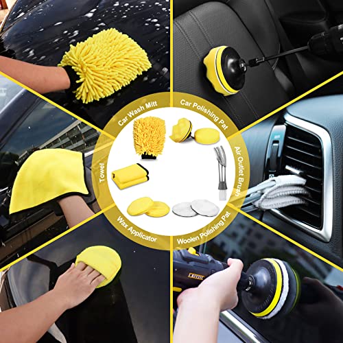 TTRCB 27Pcs Car Detailing Kit, Car Detailing Brush Set, Auto Detailing Drill Brush Set, Car Detailing Brushes, Car Wash Kit, Car Accessories, Car Cleaning Tools Kit for Interior, Exterior, Wheels - size: 27pcs