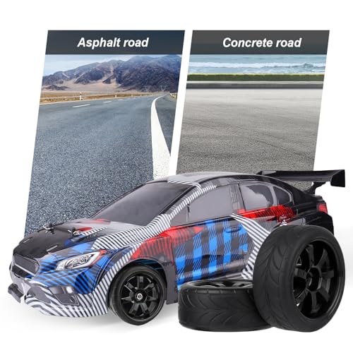 HobbyPark Glued 1/10 On-Road RC Touring Tires and Wheels Set for 1/18 Traxxas Latrax Teton 4 Tec 2.0 3.0 Tamiya TT02 TT01 Brushless (4-Pack) (Color E) - color: Color E